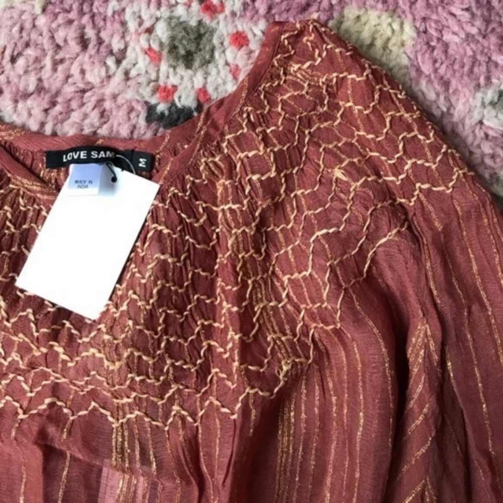SALE Anthro Bresle Peasant Boho Metallic Love Sam - Picture 7 of 8